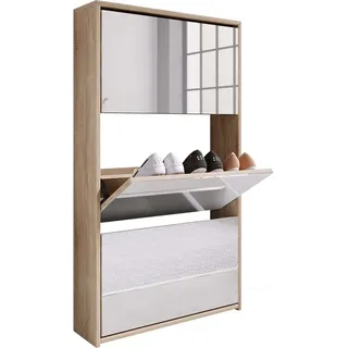 VCM Stido XL 100 x 80 x 35 cm Honigeiche/Weiß mit Spiegel