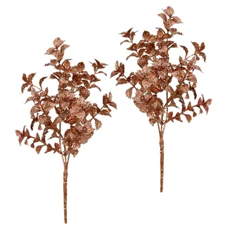 Mini-Ilexzweig mit Glitzer Künstliche Pflanze Blume Busch Ilex Kunstzweig Dekozweig Deko Weihnachtsdeko Gesteck Kränze Kranz Adventskranz Girlande AST Zweig Weihnachten Dekoration, 2er Set