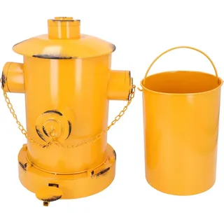 Feuerhydrant Müll kann dekorative Retro Industrial Style Indoor Outdoor Eisenabfallbehälter mit Eimer für Garden Home Küche Gelb gelb - Gelb