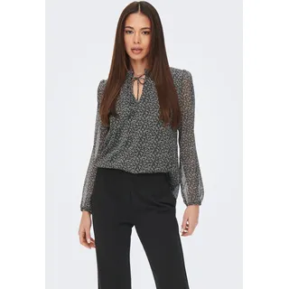 Only Chiffonbluse "ONLDITSY L/S BLOUSE WVN", Damen, Gr. XS, schwarz (schwarz cera ditsy), Chiffon, Obermaterial: 100% Polyester, geblümt, normal, mit Gummizug, Blusen Chiffonbluse