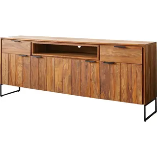 DeLife Sideboard Nook 200 cm Sheesham Natur 4 Türen 2 Schübe