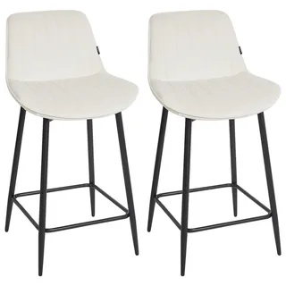 Beliani Set mit 2 Barstühlen DUBROVNIK Samtstoff Hellbeige