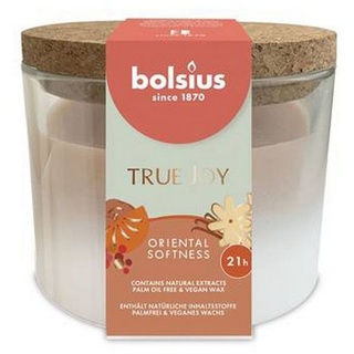 Bolsius Duftkerze im Glas mit Korkdeckel True Joy orange Oriental Softness,