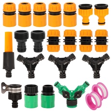 Belle Vous 21-teiliges Schnellkupplung Wasserschlauch Set - Wasserschlauch Anschluss 3/4 Zoll Männliche & Weibliche Anschlüsse - Wasserhahn Adapter Schlauch-Reparatur Set & Y Verteiler Gartenschlauch