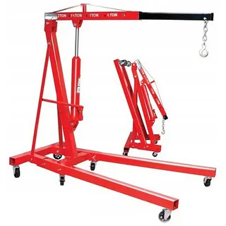 Start Ziegenkran, zusammenklappbar auf Rädern, Kapazität 2 Tonnen, Arm in 4 Positionen verstellbar, offene Abmessungen 158x106x156 cm, ideal für Werkstätten und Garagen