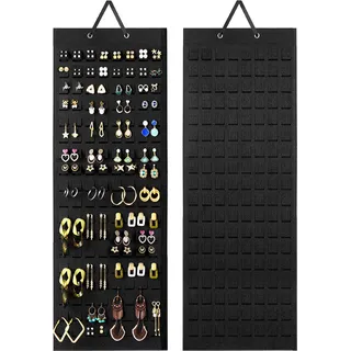 Lolalet Hängender Ohrring Organizer Schmuckaufbewahrung Wand -Schwarz | Ohrring Aufbewahrung mit 20 Haken und 608 Aufnahmelöchern, wandhängend wie Kleiderbügel für Piercings und Ohrringe