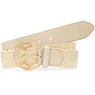 Taillengürtel LASCANA "Stretchgürtel, Bauchgürtel, Schmuckgürtel, Gürtel für Kleid & Overall", Damen, Gr. 95, beige, Kunstfaser, Lederimitat, unifarben, Gürtel Taillengürtel, in moderner Bast-Optik mit Shaping-Effekt dank elastischem Material, Topseller