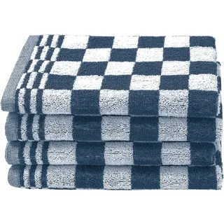 ZOLLNER 4er Set Küchenhandtücher Baumwolle in 50x50 cm - saugstarke und strapazierfähige Küchentücher - waschbar bis 60°C – in blau kariert - Gastronomiequalität - Oeko Tex® Zertifiziert
