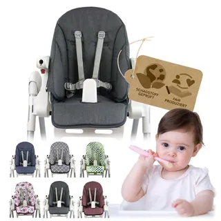 Ersatzbezug Sitzkissen [Bezug für Hochstuhl] kompatibel mit Peg Perego Prima Pappa ZERO3 & SIESTA (dunkelgrau meliert)