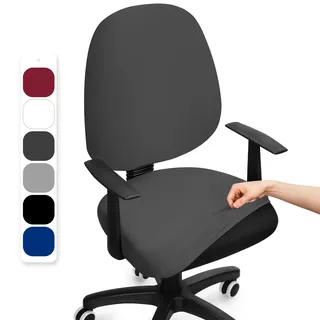 BalladHome Bürostuhl Bezug Stretch Bezug Für Bürostuhl Universal Office Computer Stuhlbezug Drehbare Office Stuhlbezüge Abnehmbare Waschbare Bürostuhl Hussen für Computer Armlehnen Stuhl (Grau,1PC)-F