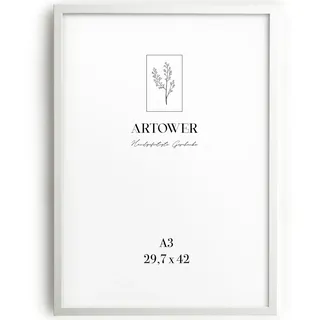 Artower® Bilderrahmen für DIN A3 30 x 42 cm Weiß Holz Dünner Rahmen | Posterrahmen Groß Vintage Collage | Picture Frame White Wood 29,7 x 42cm | Holzbilderrahmen Poster Rahmen Echtholz