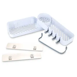 Maximex Eck-Aufbewahrungskorb mit Dreh-Gelenk ohne Bohren - Universal drehbares Eckregal ohne Bohren mit 2 Aufbewahrungskörben, Kunststoff (ABS), 33 x 14 x 33.5 cm, Weiß