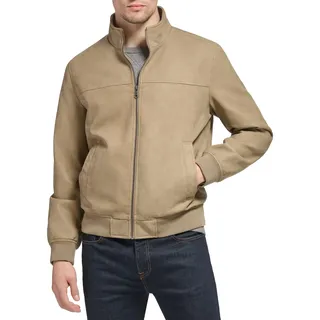 Tommy Hilfiger Herren Men's Smooth Lamb Touch Faux Leather Unfilled Windbreaker Bomber Jacket Kunstlederjacken, Sand, M