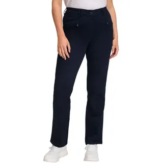 Ulla Popken Damen große Größen Übergrößen Plus Size Basic Stretchhose Mony, farbecht, leicht schmal zulaufend Marine 50 802969130-50