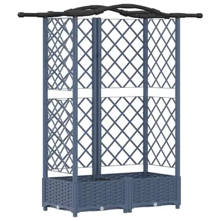 Hochbeet mit Rankgitter und Dach Grau 124 x 40 x 126 cm PP - Grau