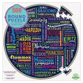 eeBoo Rundes Puzzle 100 große Wörter 500 Teile