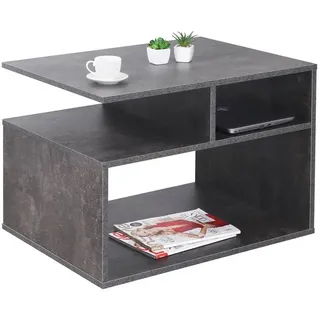 Ricoo Couchtisch mit Stauraum Wohnzimmertisch Holz WM095-BG Coffee Table 69 x 50 x 50 cm Tisch Wohnzimmer Sofatisch klein Couch Tisch Betongrau