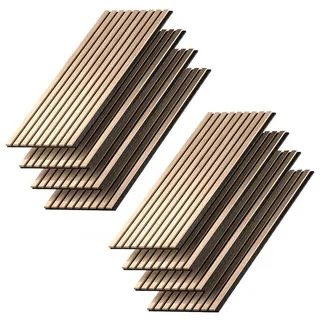 Vicco Wandpaneele Akustikpaneel Eiche 8 Stück , Eichefarben , Holzwerkstoff , Rechteckig , 120x40x1.8 cm , Tapeten & Wandverkleidungen, Akustikpaneele