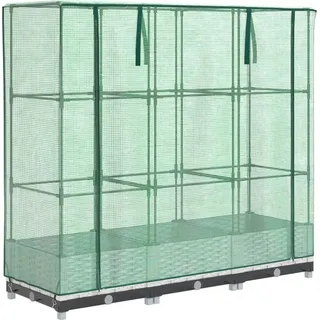 vidaXL Hochbeet mit Gewächshaus-Aufsatz Rattan-Optik 120x40x123 cm - Weiß