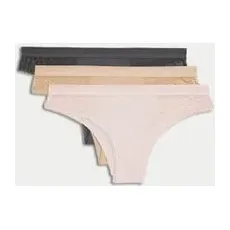 Womens Body by M&S 3er-Pack Brazilian-Slips aus Baumwolle - Soft Pink, Soft Pink, 28
