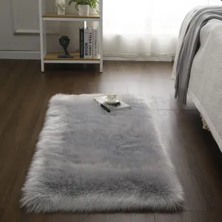 Cumay Teppich Kunstfell Fell-Teppich, Flauschiger Schaffell Lammfell Schaffell Imitat Fellteppich Waschbar,Für Wohnzimmer Schlafzimmer, Stuhl,Bett,Sofa Deko Dekofell für
