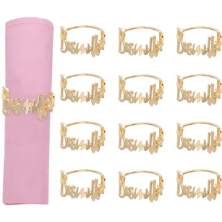 Serviettenringe - 12 Stück Bismillah Letter Metall Serviettenring Set Alphabet Serviettenschnallen Halter Tischdekoration für Hochzeit, Party Deko, Ramadan, Bankett