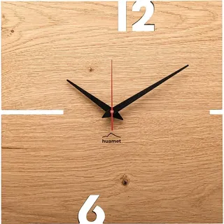 Huamet Holz-Wanduhr Puhr Eiche eckig - Braun