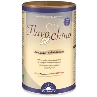 Dr. Jacob‘s Flavochino 450 g Dose I zart-herbes Kakaogetränk I mit Kakaoflavanolen für eine gesunde Durchblutung* I mit Mineralstoffen für Nerven und Blutdruck* I 53% Kakaopulver, ohne Zuckerzusatz
