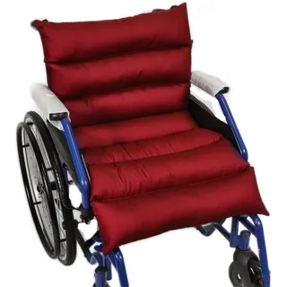 TAKIMED Sitzkissen für Rollstühle aus silikonisierter Hohlfaser, orthopädisches Anti-Dekubitus-Kissen für Kinderwagen, Rot