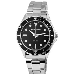 Herren Armbanduhr 44 mm Edelstahl Edelstahlarmband Quarz Herrenuhr Uhr Silber