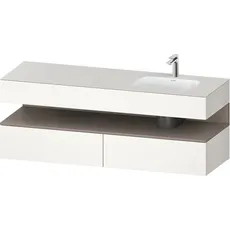 Duravit Qatego Einbauwaschtisch mit Konsolenwaschtischunterbau, 1600x550x600mm, Nische Basalt Matt, Becken rechts, QA4796043, Farbe: Weiß Supermatt/mit Nischenbeleuchtung