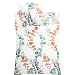 Kleine Wolke Bettwäsche Satin FABALES Eucalyptus 155 x 220 cm und 80 x 80 cm - Grün