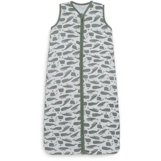 Jollein Musselin Sommerschlafsack Baby - 70 cm - 100% Baumwolle - 0.5 Tog - Schlafsack Baby Sommer - Whale Print - Grün
