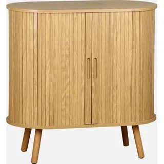 sweeek - Sideboard mit Schiebetüren und Regal, gerillter Holzoptik B 80cm - Natur