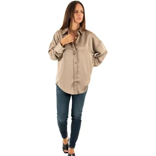 ONLY Damen Bluse Onlmarta Ls Oversize Satin Shirt WVN Weathered Teak XS
