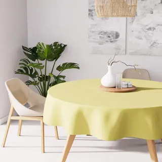 Soleil d'ocre, Alix Runde fleckenabweisende Tischdecke, Polyester, Limettengrün, Durchmesser 180 cm