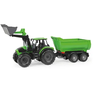 Lena Worxx Traktor Deutz-Fahr Agrotron 7250 TTV mit Anhänger – 74 cm Spielzeug Traktor ab 3 Jahren, Outdoor & Indoor, Stahlachsen, Made in Europe