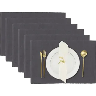 6er-Set Moderne Esstischsets aus Baumwolle 49x33 cm Kohlengrau