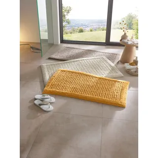 Badematte HEINE HOME Gr. 9, gelb (senfgelb), WC-Vorleger rechteckigmit Ausschnitt WC-Deckelbezug (47cm x 50cm), 1 Stk., Badematten, Badematte