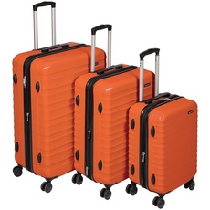 Amazon Basics Hartschalen - kofferset - 3-teiliges Set (53.5cm, 66cm, 76.2cm), Naranja