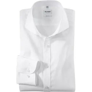 Businesshemd OLYMP "Level Five body fit", Herren, Gr. 36, N-Gr, weiß, Web, Obermaterial: 97% Baumwolle, 3% Elastolefin, Hemden Businesshemd