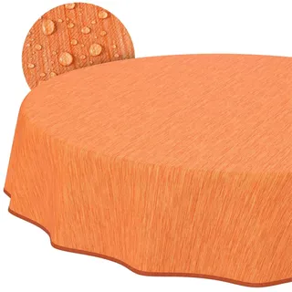 ANRO Tischdecke abwaschbar Wachstuch 140 cm Rund Orange