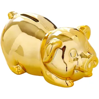 Spardose Kinder Personalisiert, Sparbüchse, Sparschwein Hochzeit, Baby Mädchen Jungen Kinder Sparschwein Groß, Piggy Bank, Trinkgeld Spardose Keramik, Hochzeitsgeschenke für Brautpaar (Golden)