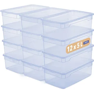 Rotho Aufbewahrungsbox 19 x 19 x 11 cm 12-tlg. transparent Blau