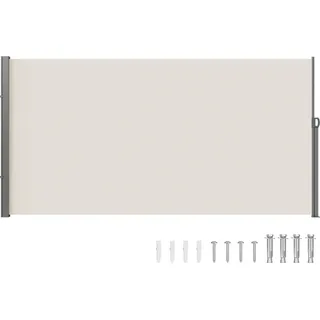 Einziehbare Seitenmarkise, 71''x 138'' Sichtschutz für den Außenbereich, 180 g Polyester, wasserdichter, einziehbarer Terrassenschirm, UV 30+, Raumteiler, Windschutz für Terrasse, Garten, Balkon, beige