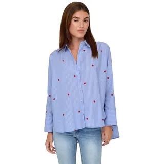 Only Hemdbluse Onlnew Lina Grace Moonlight Blue Stripe/Rot Herz XL