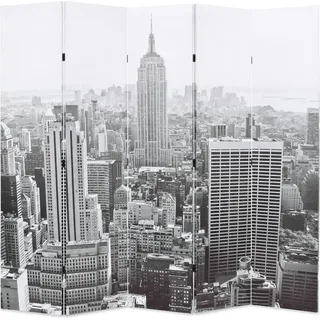Raumteiler klappbar 200 x 170 cm New York bei Tag Schwarz-Weiß - Schwarz, Weiß