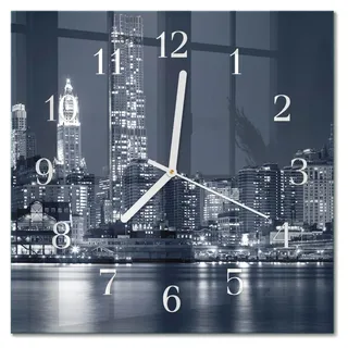 Tulup Glasuhr Wanduhr Küchenuhr Echt-Glas 30x30 cm Modern Dekorativ Geräuschlos Weiße Zeiger - Horizont