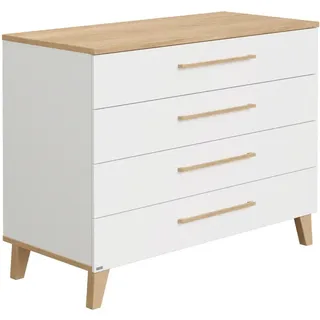 Paidi Wickelkommode , Weiß , Holz , Eiche , massiv , 4 Schubladen , 123.5x95.0x55.9 cm , Blauer Engel, Goldenes M , Babymöbel & Kindermöbel, Babyzimmer, Wickelkommoden & Zubehör, Wickelkommoden