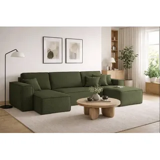 kaiser möbel Ecksofa mit schlaffunktion und bettkasten, Sofa U-form,Couch U-form Best stoff Neve Olive - Olive